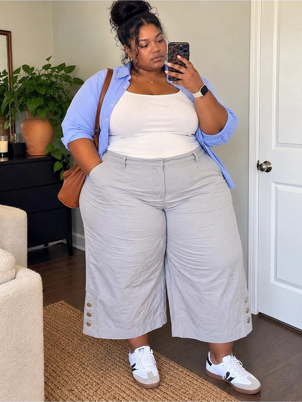 Lane Bryant Linen-Blend Crop Pants Gray Size 26